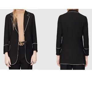 Gucci Wool Piped Blazer Sz Fits US 2-4 Black White